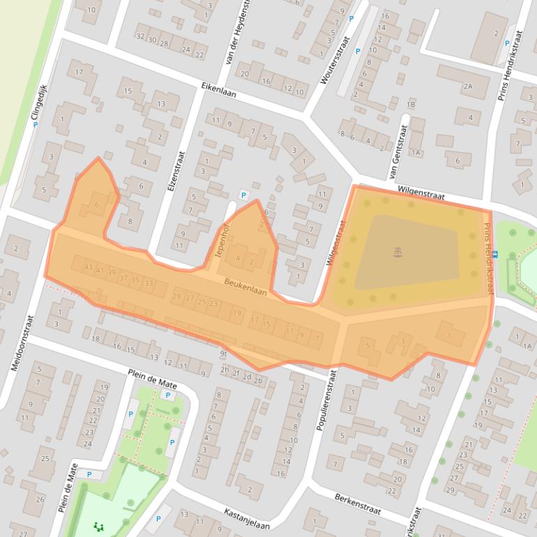 Kaart van postcodegebied 4564CB.