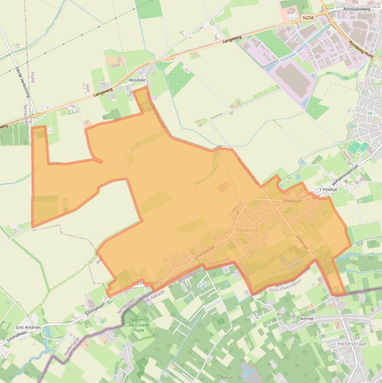 Kaart van postcodegebied 4566.