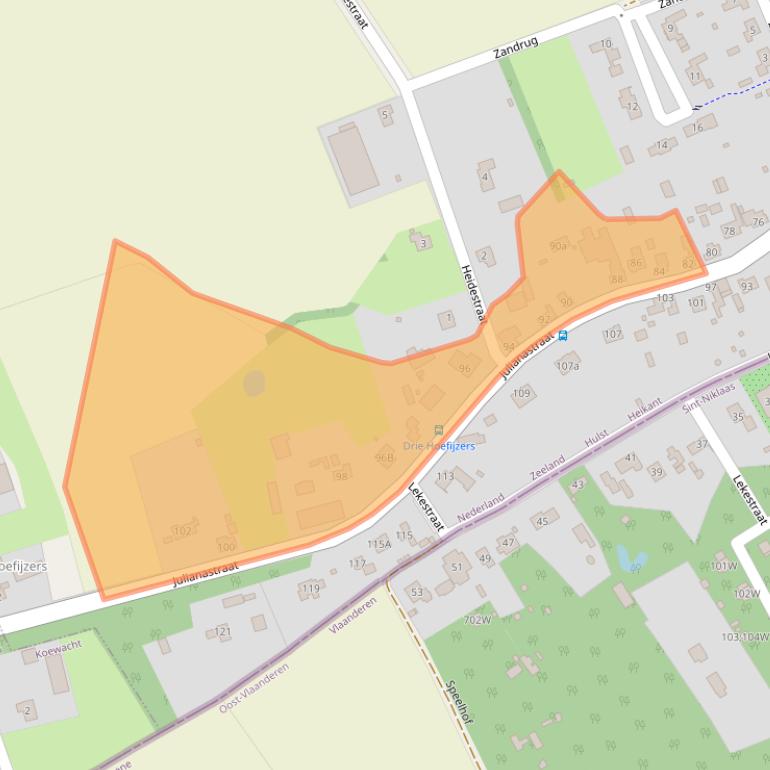 Kaart van postcodegebied 4566AJ.