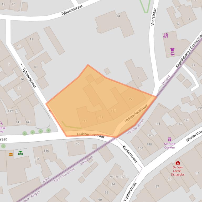 Kaart van postcodegebied 4568AD.