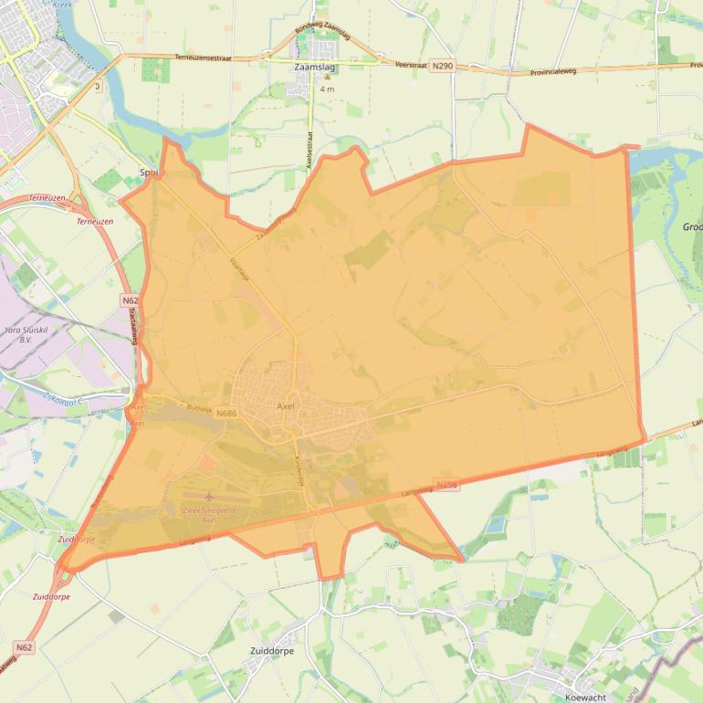 Kaart van postcodegebied 4571.