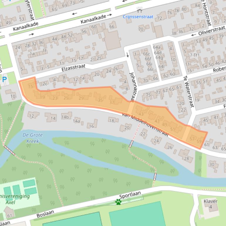 Kaart van postcodegebied 4571AA.