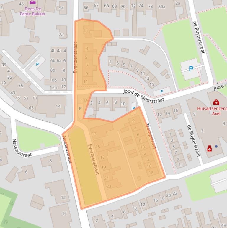 Kaart van postcodegebied 4571BL.