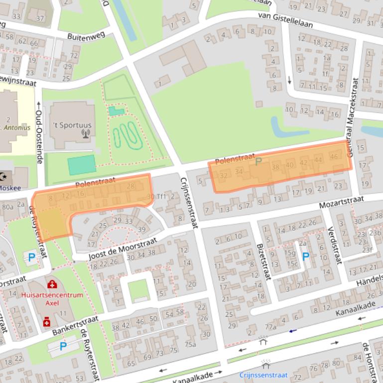 Kaart van postcodegebied 4571BZ.