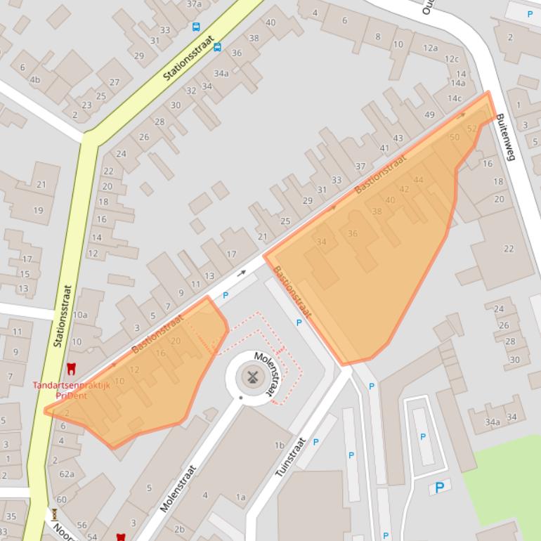 Kaart van postcodegebied 4571ET.