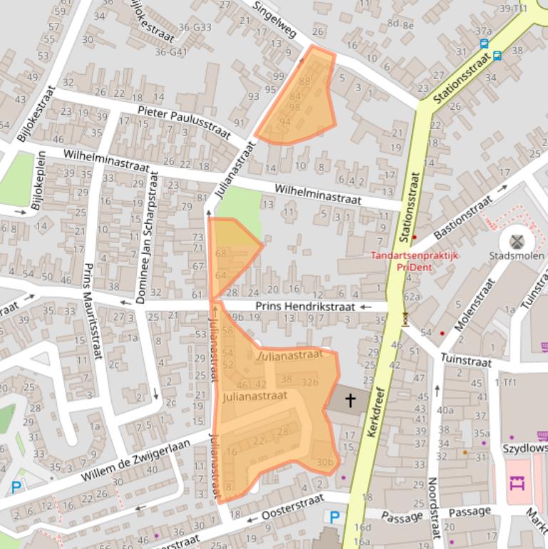 Kaart van postcodegebied 4571GT.