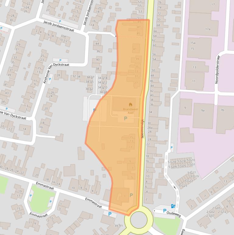 Kaart van postcodegebied 4571LG.