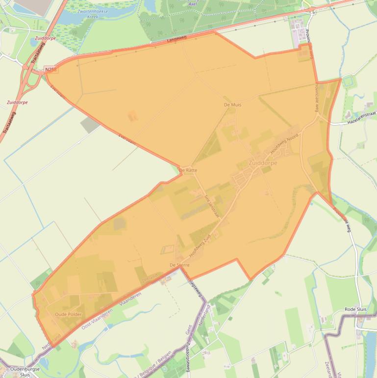 Kaart van postcodegebied 4574.