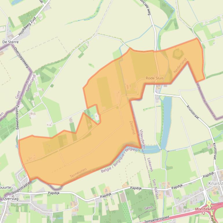 Kaart van postcodegebied 4575NE.