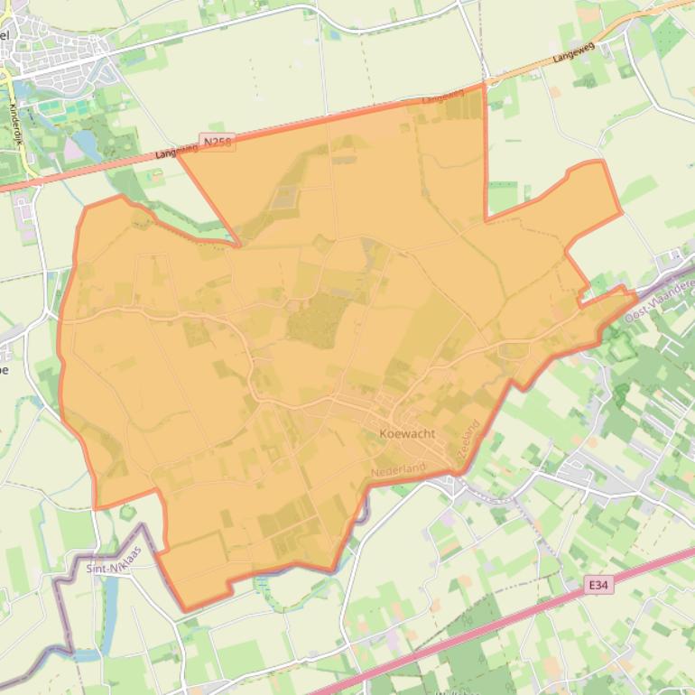 Kaart van postcodegebied 4576.