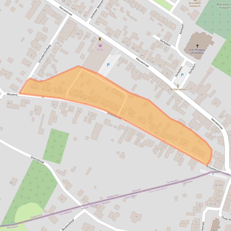 Kaart van postcodegebied 4576AB.