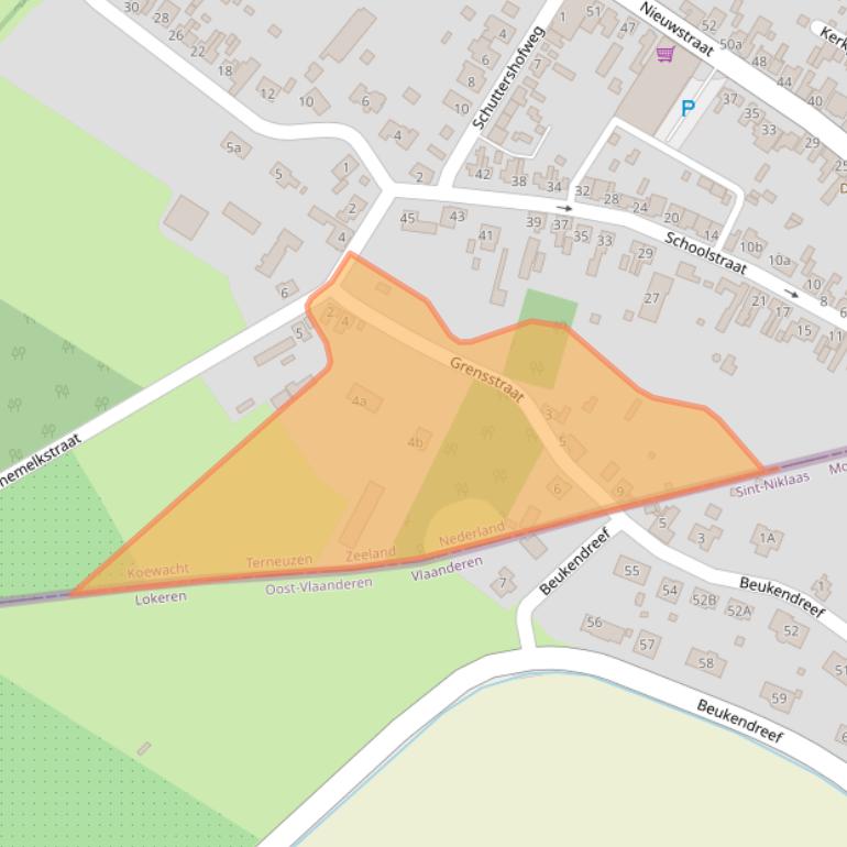 Kaart van postcodegebied 4576BZ.