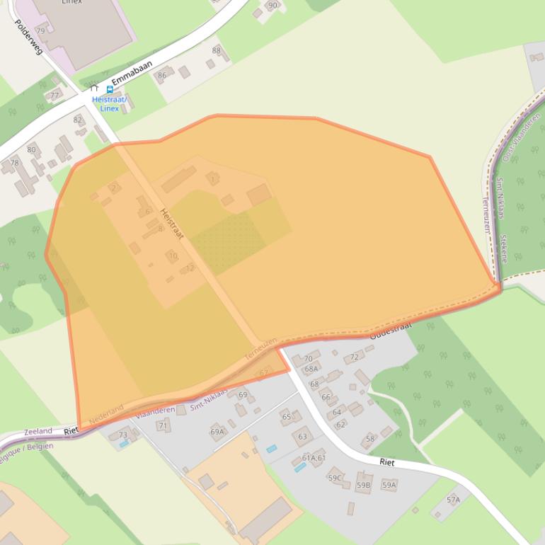 Kaart van postcodegebied 4576EM.