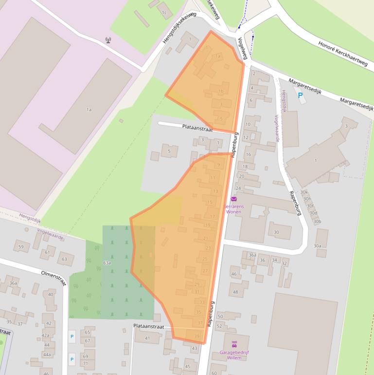 Kaart van postcodegebied 4581AA.