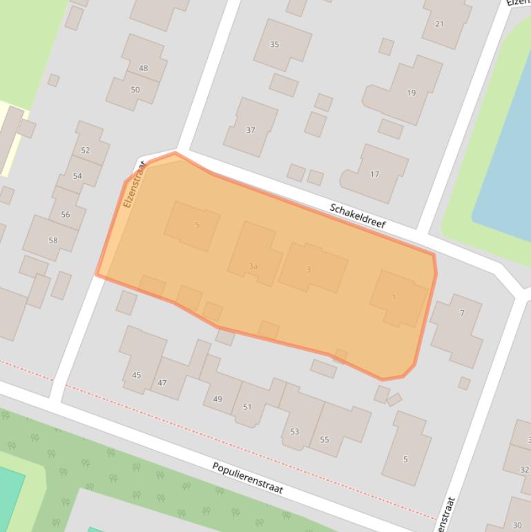 Kaart van postcodegebied 4581AX.
