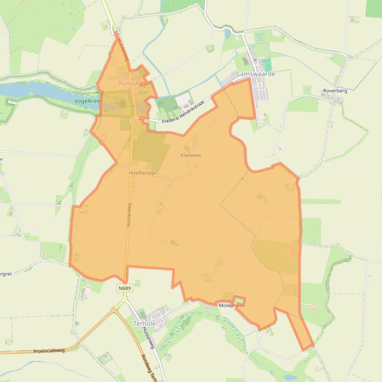 Kaartafbeelding, ingezoomd op postcodegebied 4584.