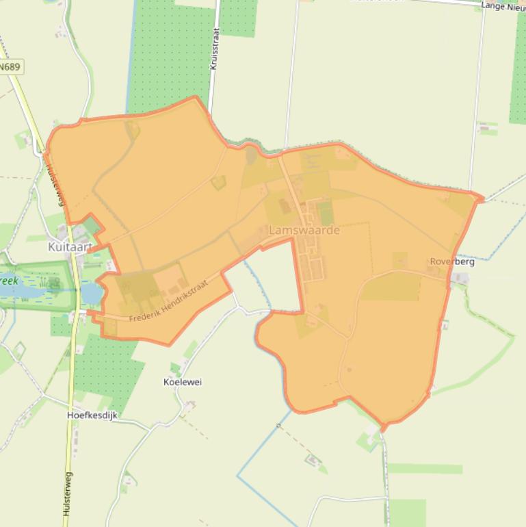 Kaartafbeelding, ingezoomd op postcodegebied 4586.