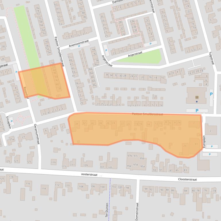 Kaart van postcodegebied 4587AJ.