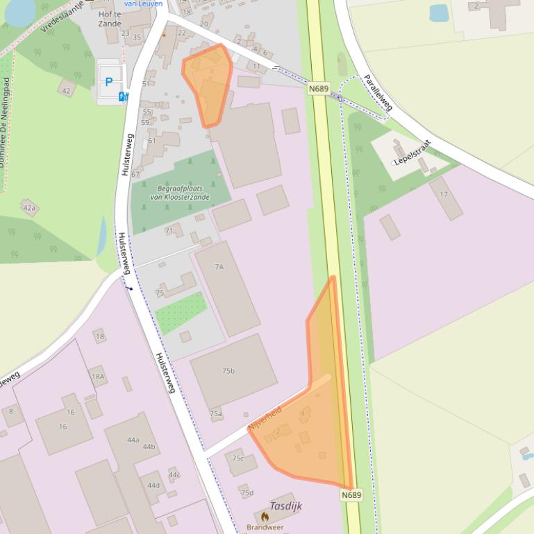 Kaart van postcodegebied 4587LK.