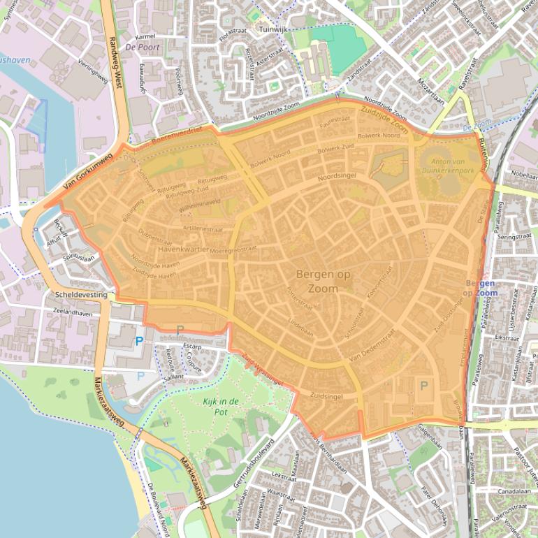 Kaart van postcodegebied 4611.