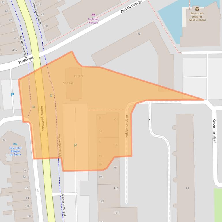 Kaart van postcodegebied 4611AC.