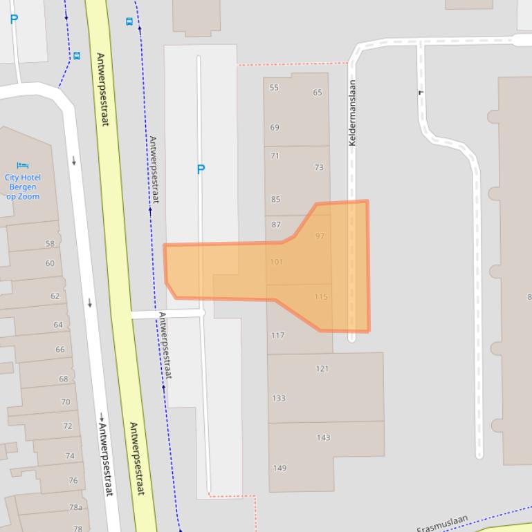 Kaart van postcodegebied 4611AD.