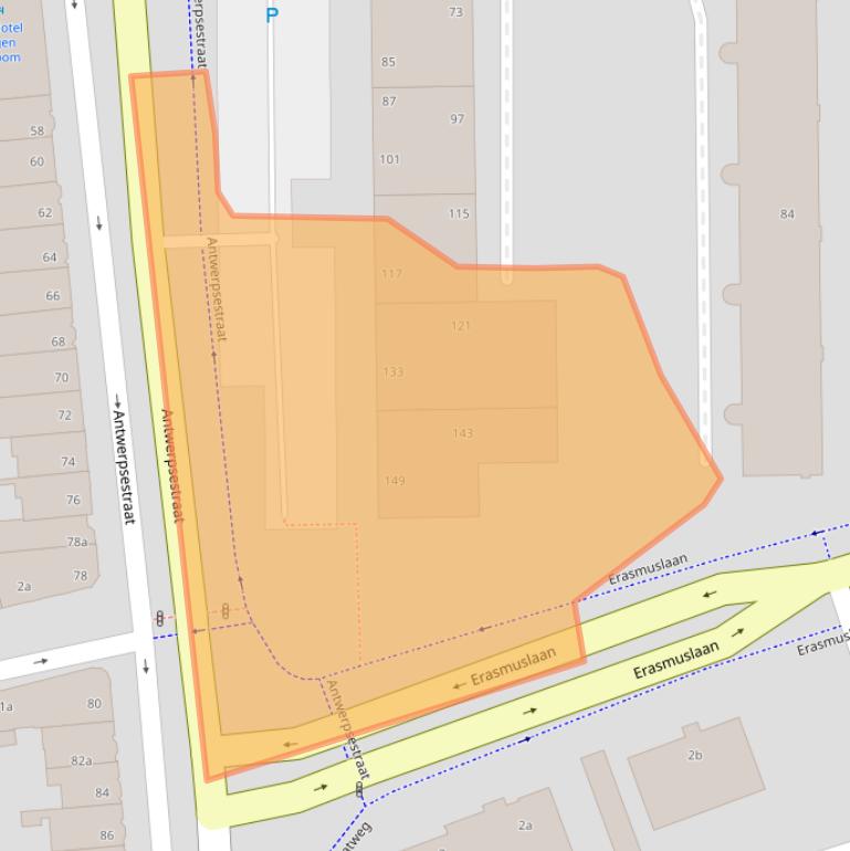 Kaart van postcodegebied 4611AE.