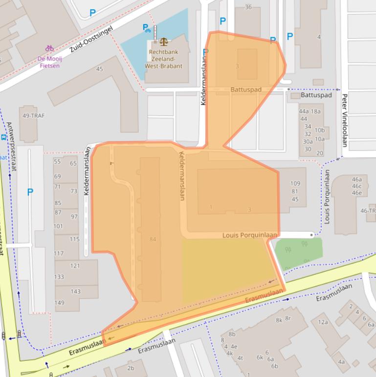 Kaart van postcodegebied 4611AL.