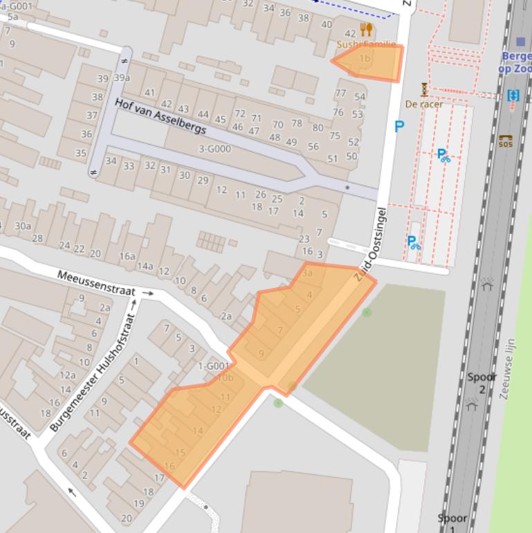 Kaart van postcodegebied 4611BA.