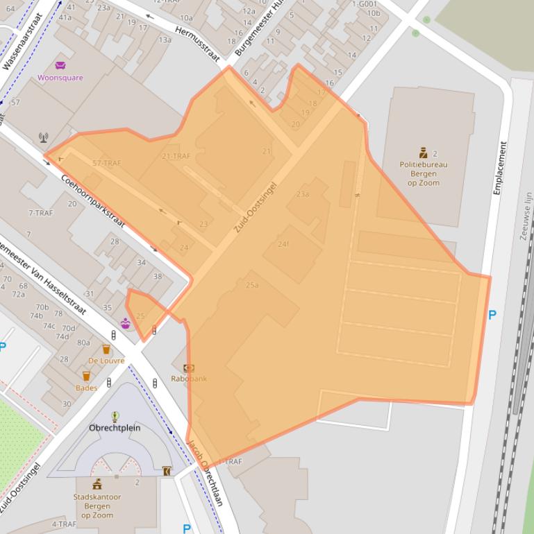 Kaart van postcodegebied 4611BB.