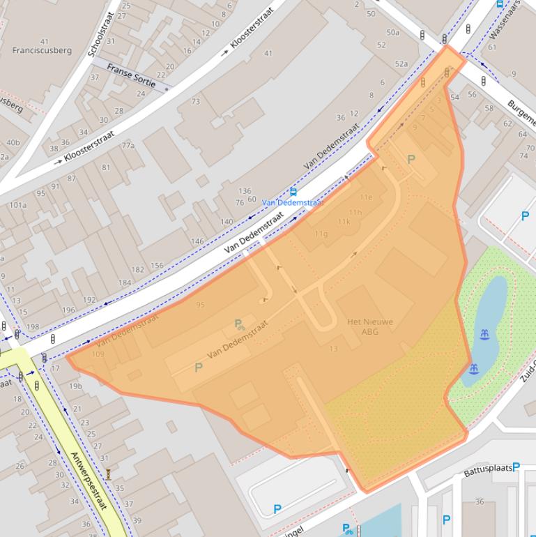 Kaart van postcodegebied 4611BD.