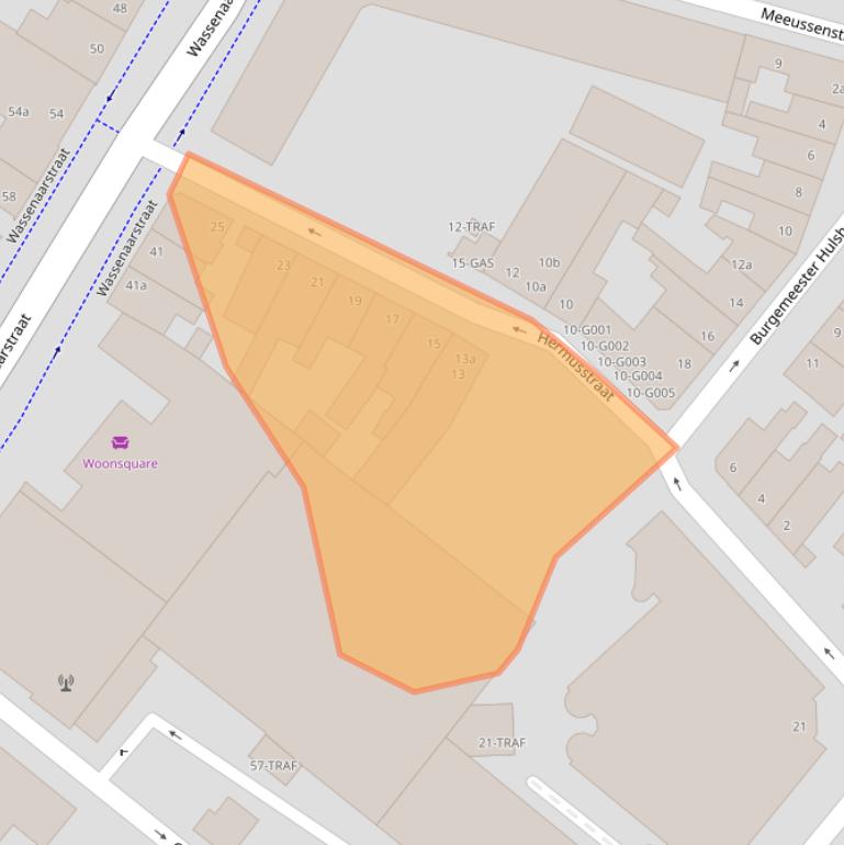 Kaart van postcodegebied 4611BL.