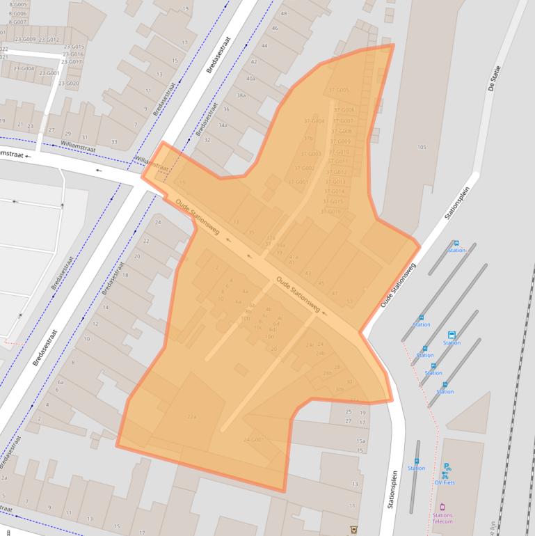 Kaart van postcodegebied 4611BZ.