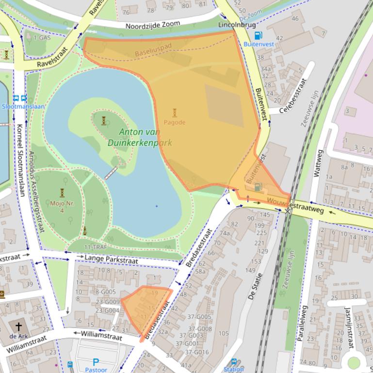 Kaart van postcodegebied 4611CE.