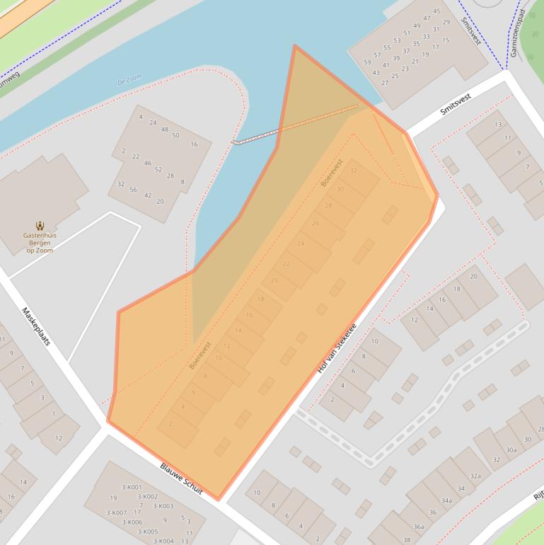 Kaart van postcodegebied 4611EP.