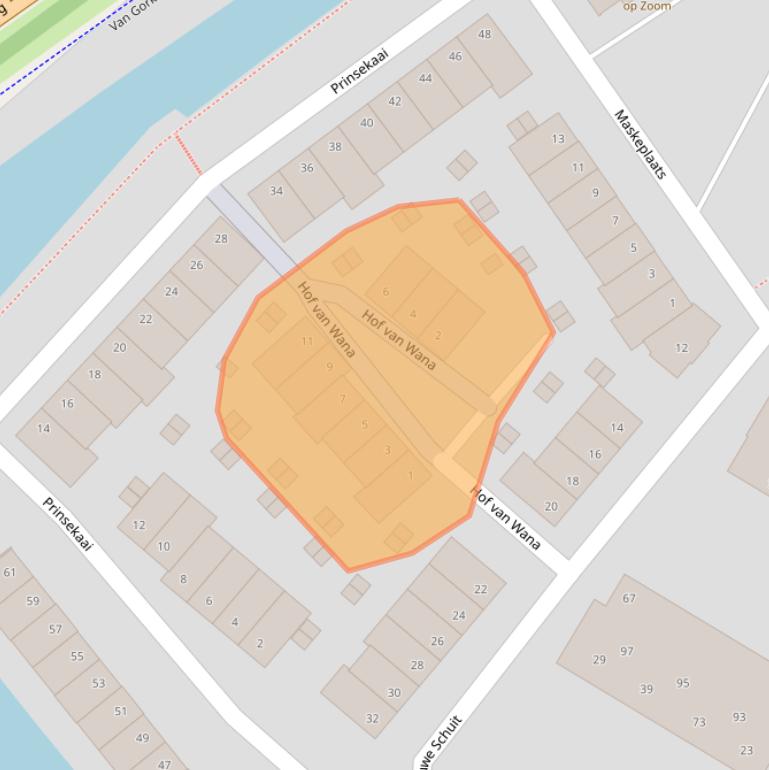 Kaart van postcodegebied 4611ET.