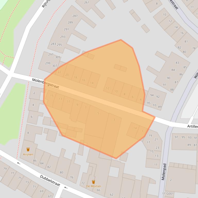 Kaart van postcodegebied 4611GA.