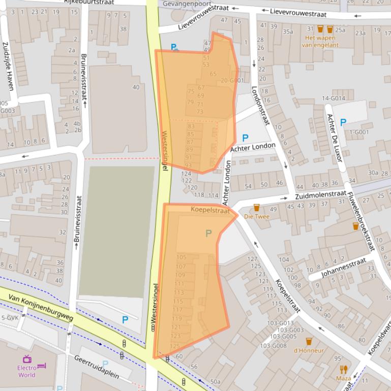Kaart van postcodegebied 4611HS.