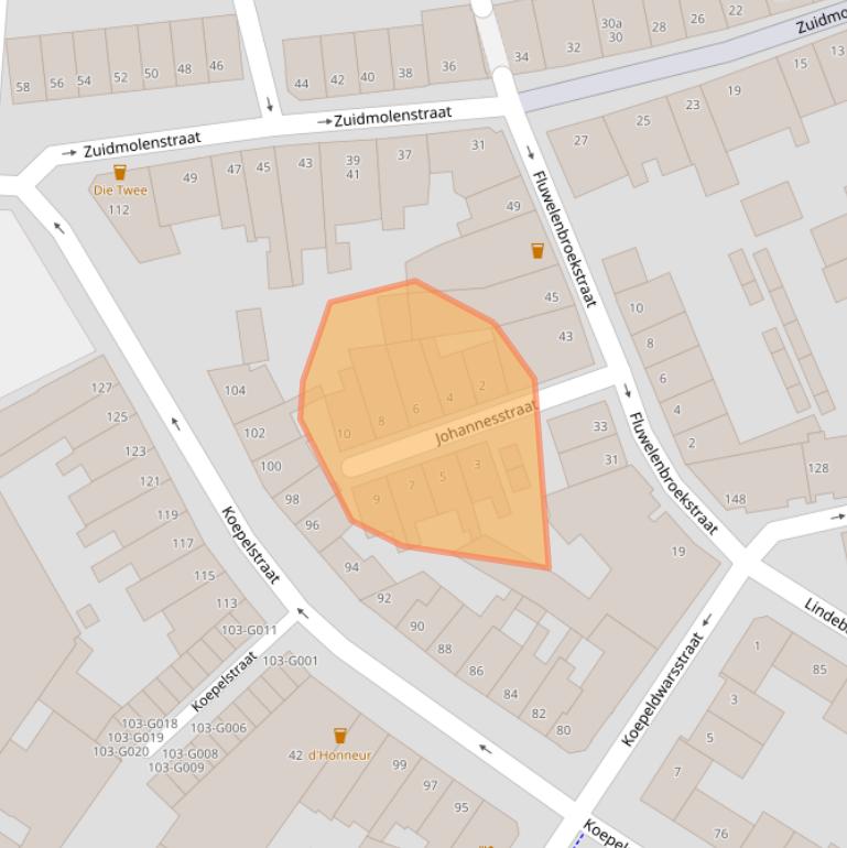 Kaart van postcodegebied 4611JR.