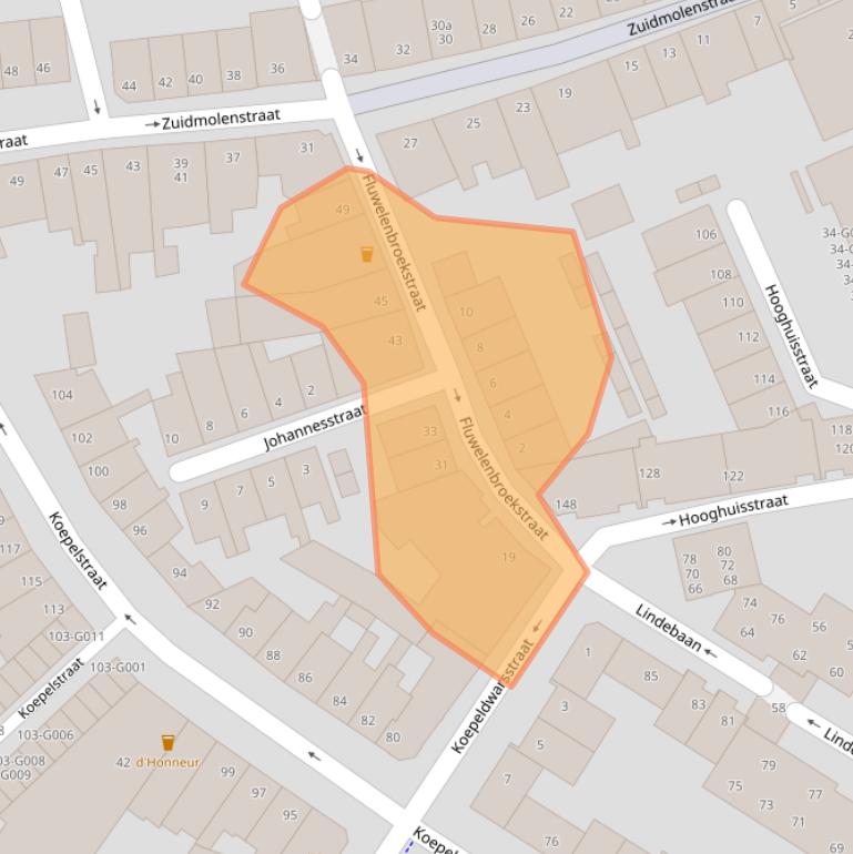 Kaart van postcodegebied 4611JS.