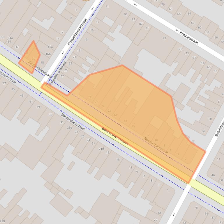 Kaart van postcodegebied 4611KC.