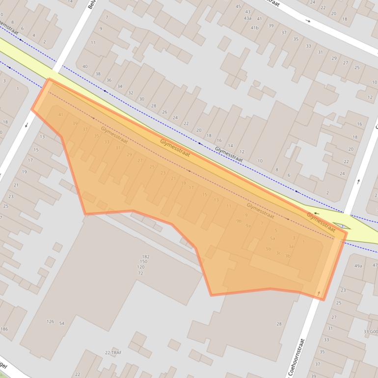 Kaart van postcodegebied 4611KL.