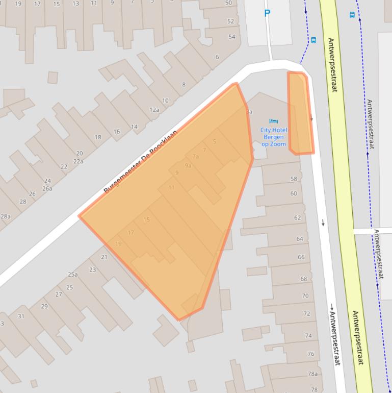 Kaart van postcodegebied 4611LA.