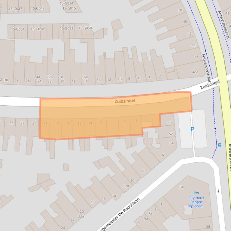 Kaart van postcodegebied 4611LG.