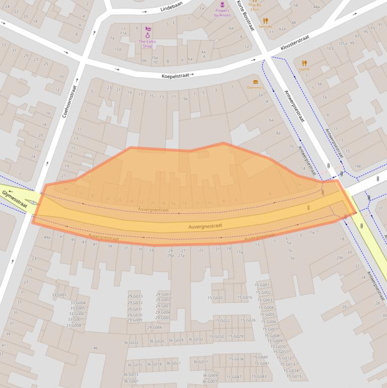 Kaart van postcodegebied 4611LN.