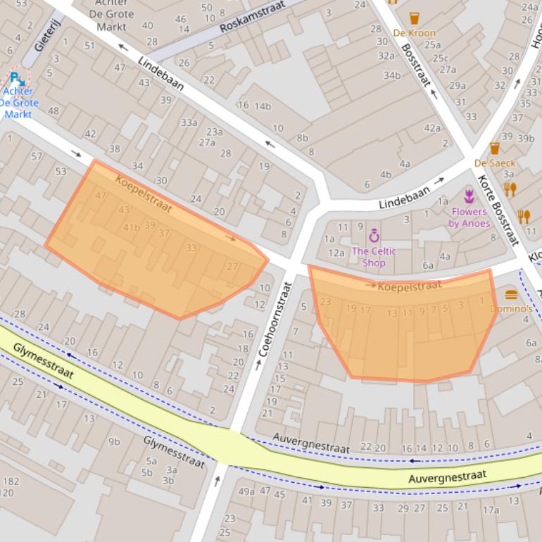 Kaart van postcodegebied 4611LP.