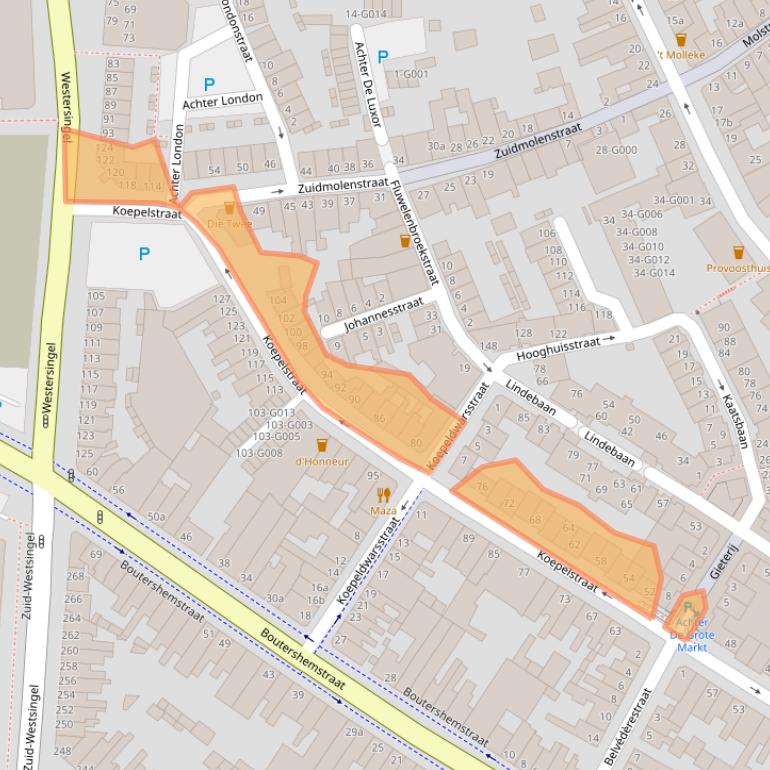 Kaart van postcodegebied 4611LV.