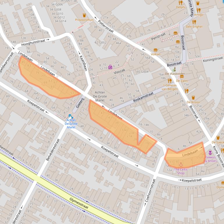 Kaart van postcodegebied 4611LW.