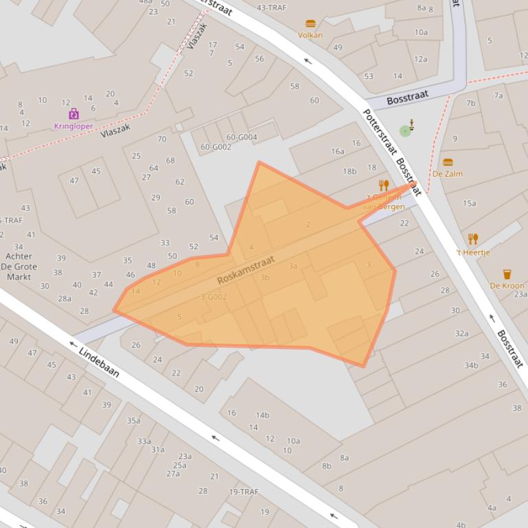 Kaart van postcodegebied 4611LZ.