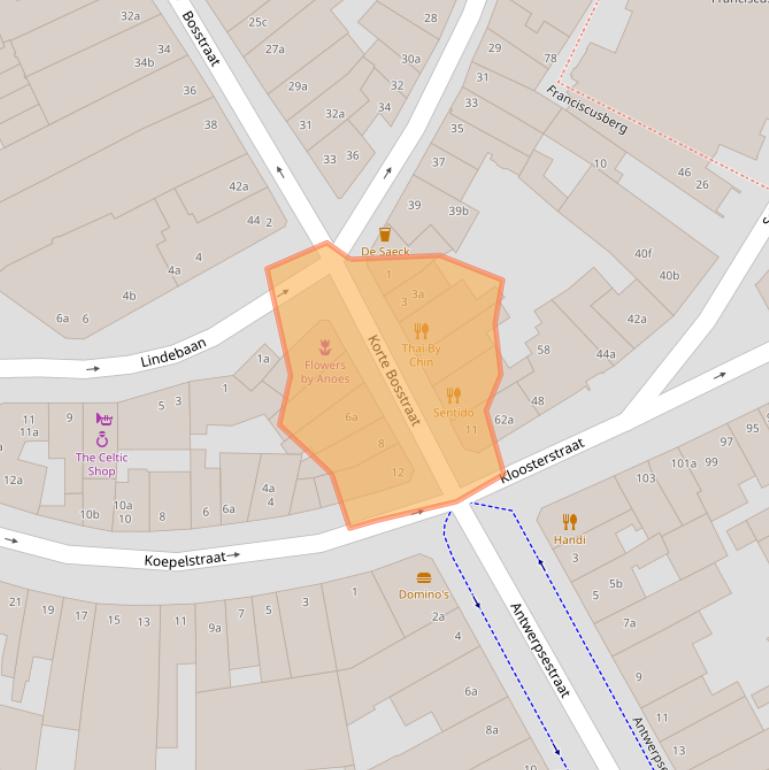 Kaart van postcodegebied 4611MA.